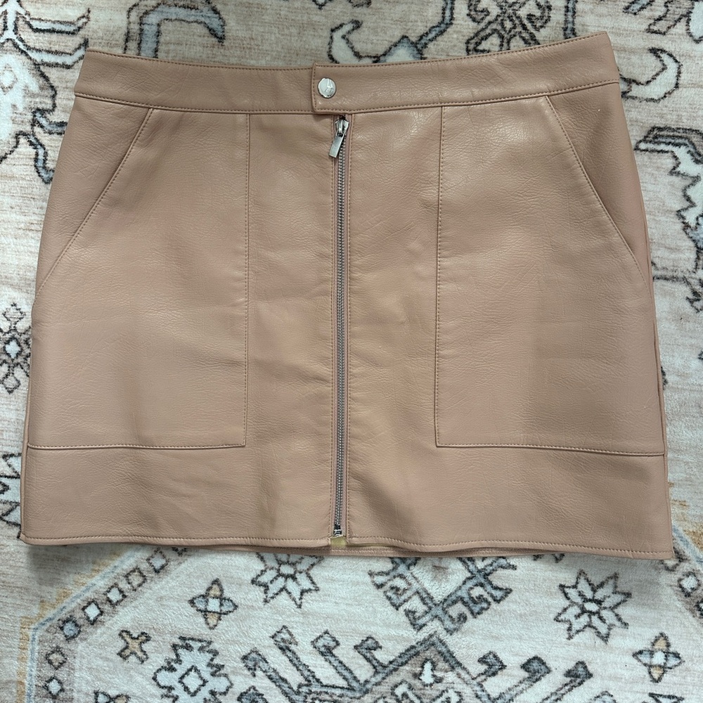 Tan Leather Mini Skirt
